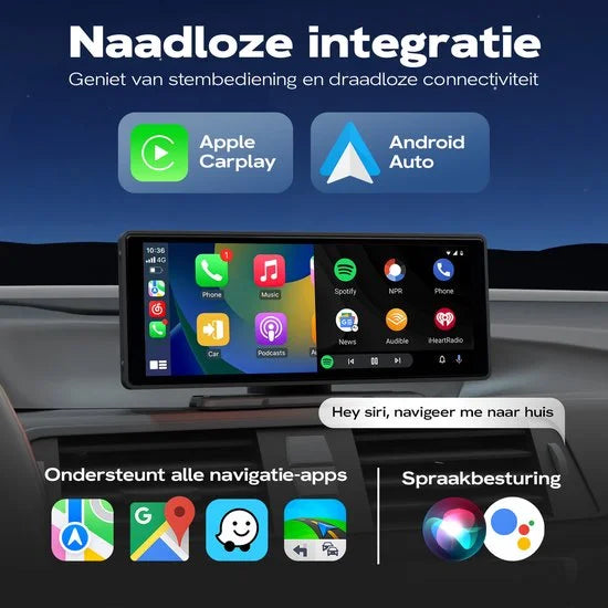 GS Goods Carplay - Carplay Scherm - Apple Carplay - Antroid Carplay - Touchscreen - Inclusief Achteruitrijcamera - 10 Inch - Zwart