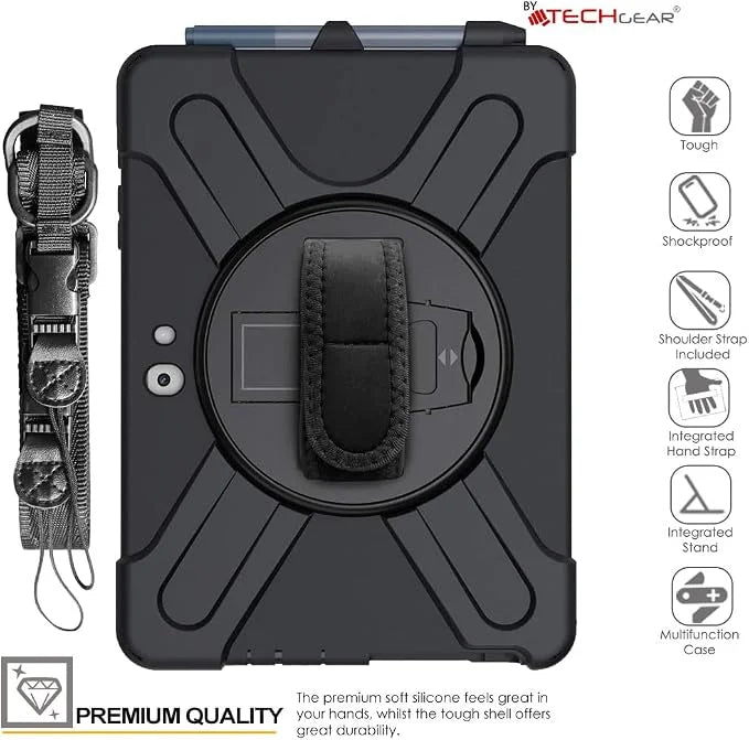 TECHGEAR X-Case fits Microsoft Surface Go 3 / Surface Go 2 10.5" HEAVY DUTY Shockproof Impact Case with Stand, Hand Strap and Shoulder Strap Case