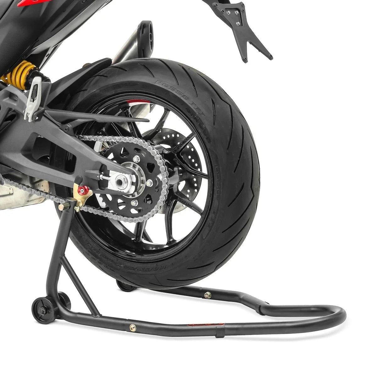 Motorfiets achterpaddockstand-dolly ConStands Mover II zwart mat motorfiets