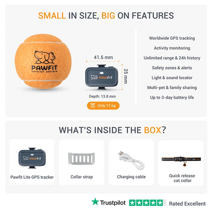Pawfit Lite GPS tracker voor katten - abonnement verplicht