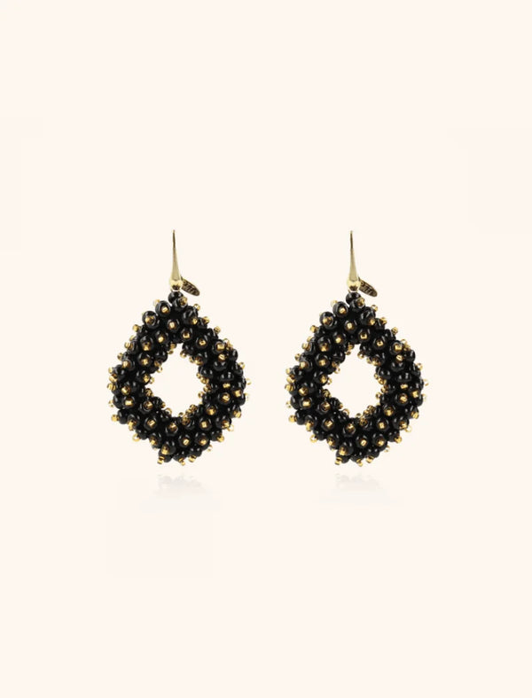 Holly black double stones glassberry ace L earrings