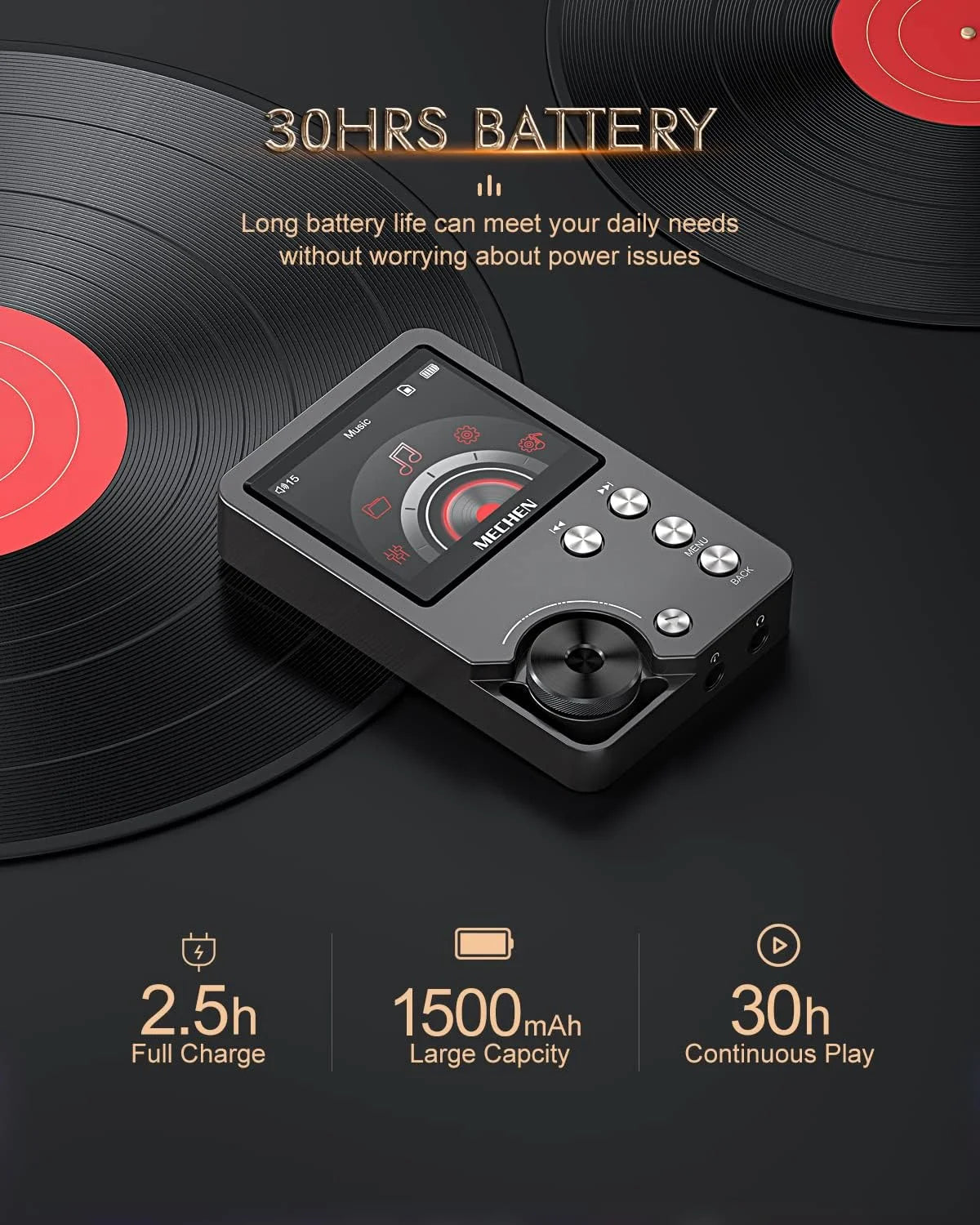 MECHEN M30 Hi Res MP3-speler, DSD FLAC DAC CUE verliesvrije hoge-resolutie audiospeler, HiFi digitale geluid, draagbare DAP