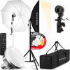 Softbox fotostudio set 50 x 70cm Inclusief flitsparaplu - LED studiolamp 4800 Lumen 3000-6000K - 2m verstelbaar statief
