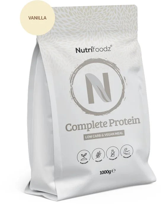 Nutrifoodz - Eiwitpoeder Vegan - Complete Protein - Vegan Eiwitshake - Vanillesmaak - 20 maaltijden - Maaltijdshake – Essentiële vitamines en mineralen
