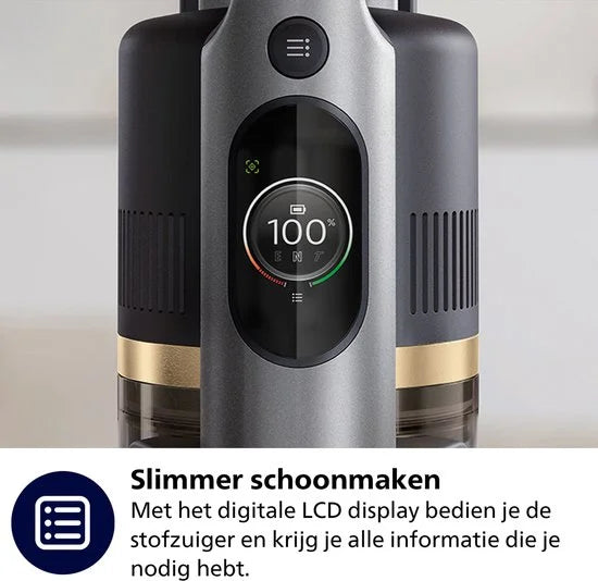 Philips Steelstofzuiger met Dweilfunctie XC7055/01 Aqua - Draadloos en Zonder Zak - Zuigmond met LED Verlichting