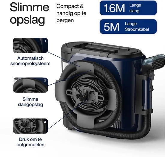 Samako Tapijtreiniger PRO 1800W - Stoomreiniger en vlekkenreiniger - 8 Opzetstukken - 100° Stoom - Bankreiniger - Meubelreiniger