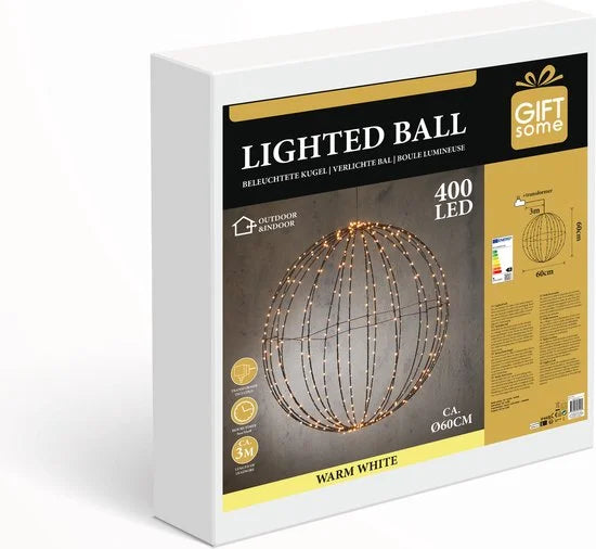 Lichtbol LED - Lichtbal Ø 60 cm - Kerstdecoratie - Kerstverlichting Buiten en Binnen - Kerst Licht Slinger - LED licht