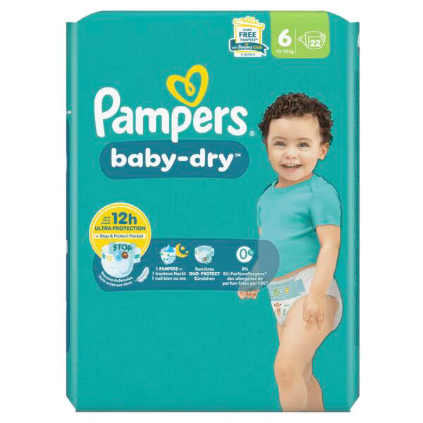 4x Pampers Baby-Dry Maat 6 Luiers (13-18kg, 88 stuks totaal)