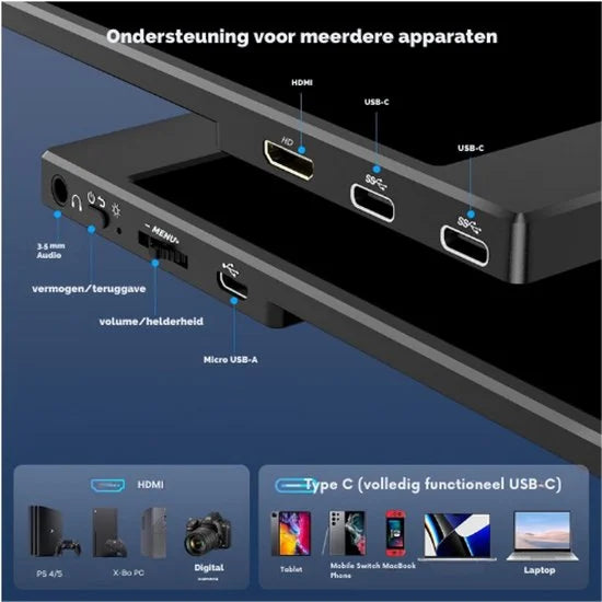 15.6 Inch Draagbare Monitor - Full HD 1920x1080 - IPS Scherm - HDR