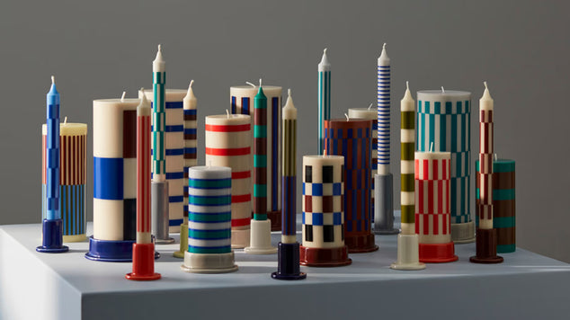 Column kaars large Milky Green and Dark Blue - 25cm / 9cm