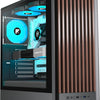 M1 PC behuizing - hout walnoot front, vooraf geïnstalleerde 4 PWM ARGB-ventilator, ATX Mid-Tower gaming pc-behuizing, met type C, zwart (zwart, M1)
