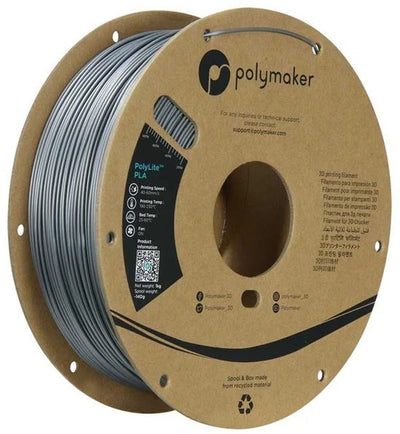 PA02065 Filament PLA kunststof Hittebestendig, Hoge treksterkte 1.75 mm 1000 g Staalgrijs PolyLite