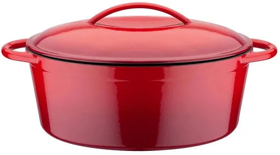 GSW Gietijzeren kookpan - Ø 24 cm - Matt Rood - Met deksel