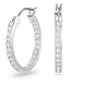 Sommerset hoop earrings, White, Rhodium plated, One Size, Silver, Crystals