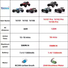 16102 PRO 1:16 Hoge Snelheid RC Auto Met LED Licht Drift 70 KM/H 4WD 16101 pro RC Off-road Auto Monster Truck Speelgoed Voor Kid Geschenken