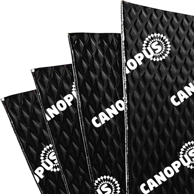 CANOPUS Car Sound Deadening Mat  80 mil 5 sqft  Pack of 5 Sheets  Butyl Sound Deadener Mat  Audio Car Sound Dampening Material for Car Trunk  Door  Floor and Ceiling  Black