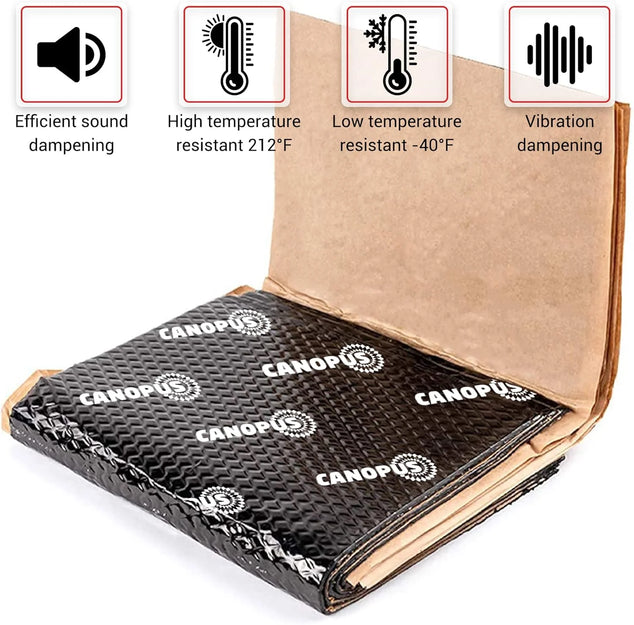 CANOPUS Car Sound Deadening Mat  80 mil 5 sqft  Pack of 5 Sheets  Butyl Sound Deadener Mat  Audio Car Sound Dampening Material for Car Trunk  Door  Floor and Ceiling  Black