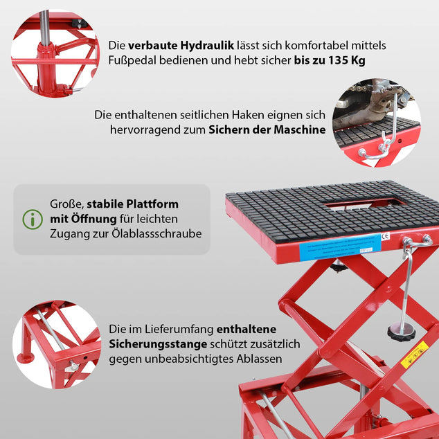 Motorkrik 135 kg Motorhefbrug 340 - 870 mm Montagestandaard Montagebok