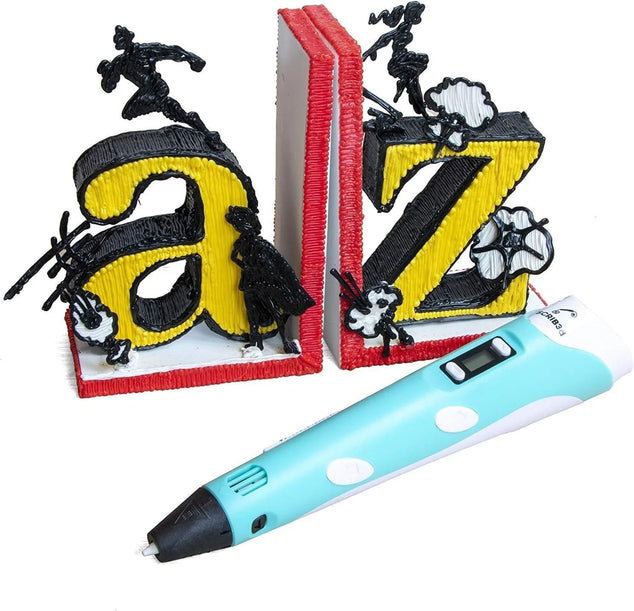 P1 3D Printing Pen with Display - Includes 3D Pen  3 Starter Colors of PLA Filament  Stencil Book + Project Guide  and Charger