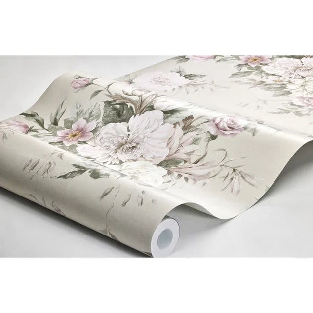 Bloemen boeketten romantische stijl behang in pasteltinten