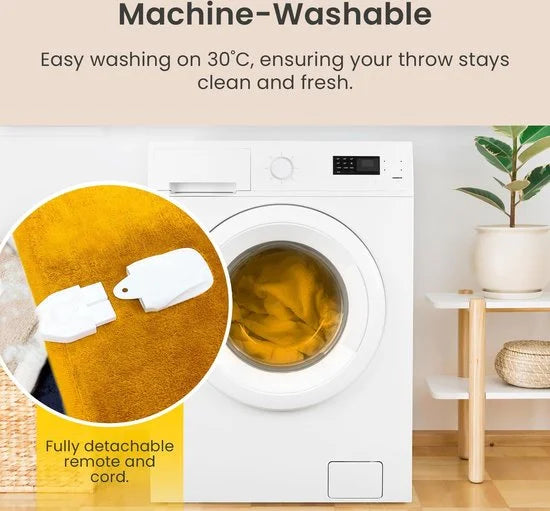 Elektrische Deken – Luxe Fleece en Sherpa Wol - 180 x 130 cm Warmtedeken met 10 Warmtestanden, 10-Uurs Timer en Oververhittingsbeveiliging – Machinewasbaar – Mosterd