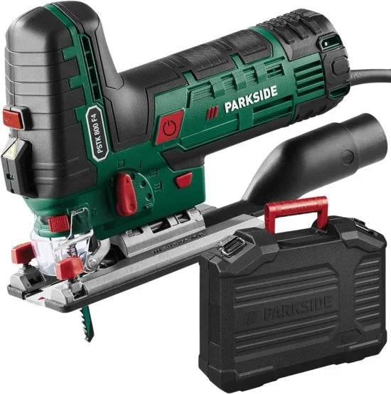 Decoupeerzaag 800W - Met Lasergeleider, LED-licht en Stofafzuiging - Inclusief Koffer en 2 Zaagbladen - Elektrische Zaagmachines - Gereedschap