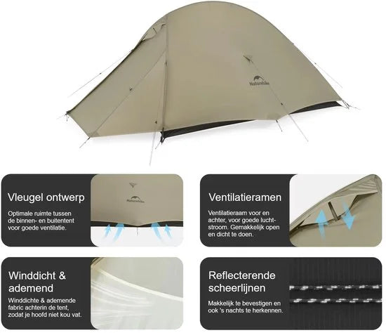 Cloud Up 1 PRO - 1 persoons tent - Ultra Lichtgewicht tent - Incl. grondzeil - 20D 3000MM - Outdoor - Waterdicht - Kampeertent - Trekkerstent - Koepeltent