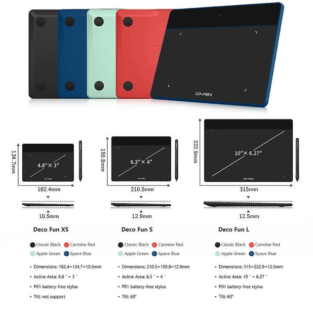 deco fun l 10x6 inch graphics tablet tekenblok met 8192 digitale pen ondersteuning chrome android blauw