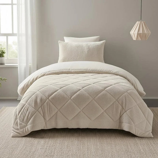 Lazy all-in-one dekbed Teddy fur - beige