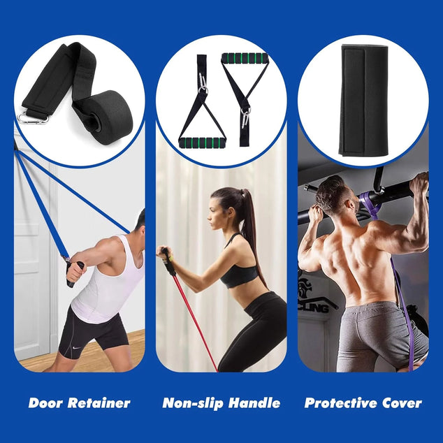 Fitnessbanden, set van 5 weerstandsbanden