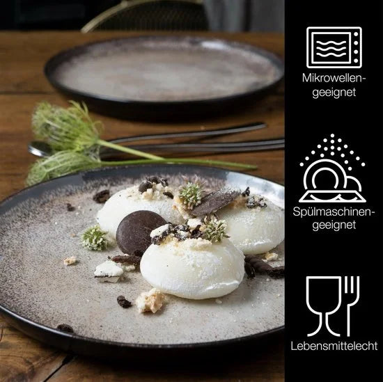 VIDA 6-delige Dessertborden Set - Beige Porselein Borden voor 6 Persoons 20cm