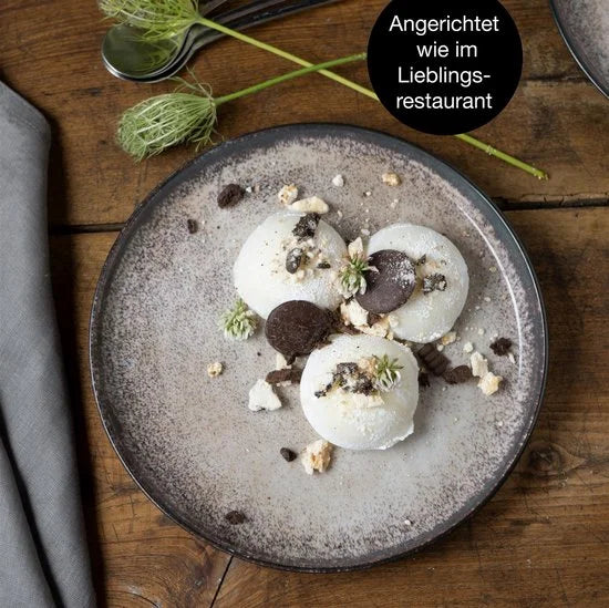 VIDA 6-delige Dessertborden Set - Beige Porselein Borden voor 6 Persoons 20cm