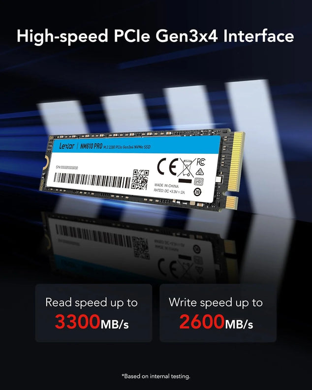NM610PRO 2TB SSD, M.2 2280 PCIe Gen3x4 NVMe 1.4 Internal SSD, Up to 3300MB/s Reading, 2600MB/s Write, 3D NAND Flash Drives for Notebook, Desktop, PC