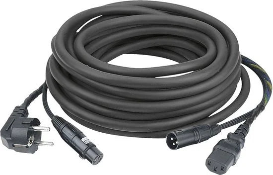 Combikabel FP0820B - Schuko/XLR F - IEC/XLR M 20 m Zwart