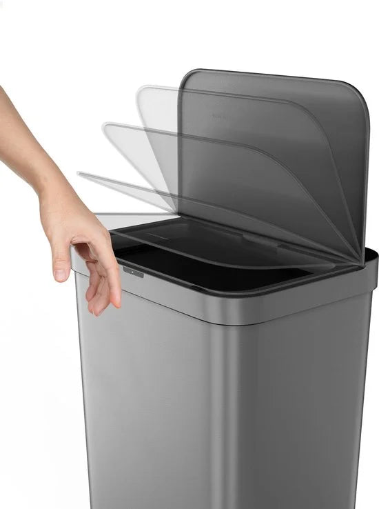 Mandal Sensor prullenbak - 50L - Grijs - Hygiënische automatische deksel - Soft close - Vingerafdrukvrij - Keuken afvalemmer - Kantoor Vuilbak - Grijs - Grijze Afvalbak