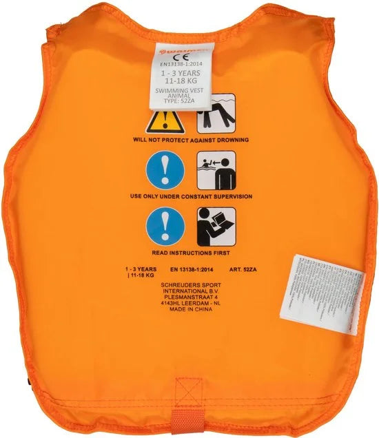 Zwemvest Dier - 1-3 Jaar - 11-18 kg - Oranje/Zwart/Wit