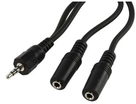 3,5mm Jack stereo audio splitter - zwart - 0,20 meter