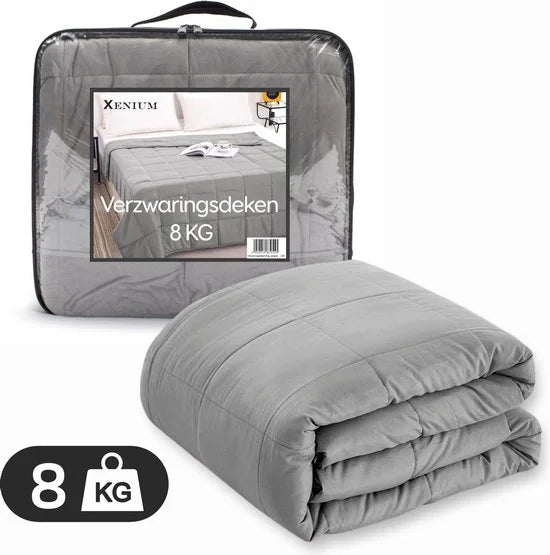 Verzwaringsdeken 8 kg XL – 150 x 200 cm – Zwaartedeken – Weighted blanket – Verzwaarde Deken – 4 Seizoenen – Microfiber – Donkergrijs