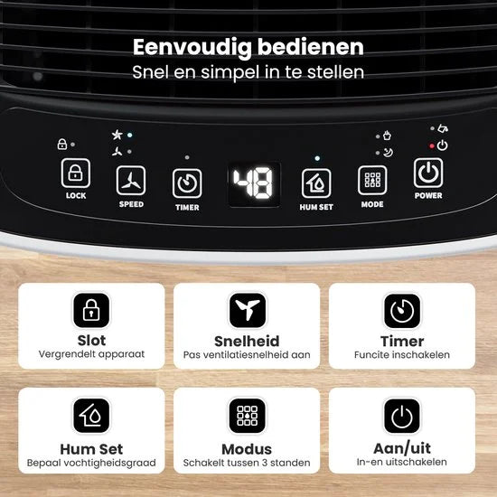 Luchtontvochtiger - Compact Series - 12L per dag - 2L Waterreservoir - Was-droog functie - Slaapkamer, Badkamer en Woonkamer - Vochtopnemer voor in Huis - Dehumidifier - Wit