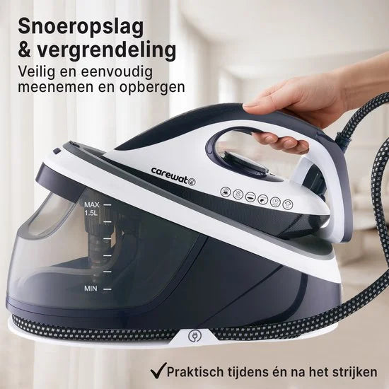 Stoomstrijkijzer met Stoomgenerator - Wit - 2200W - 1.5L Uitneembare Watertank - 100 g/min Stoomproductie - Keramische Zoolplaat - 3.0 Bar Stoomdruk - Anti-Oververhitting