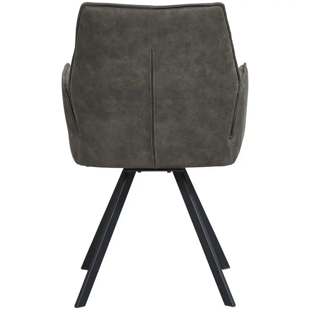 2st Eetkamerstoel Raffy met Armleuning – Stof Antraciet – 87 x 61 x 52 cm