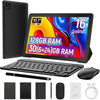 Android 16 Tablet - 10.1 inch - 30(6+24)GB RAM/128GB ROM - Gemini AI - Wifi 6 - Met Toetsenbord, Muis, Oordopjes & Bescherming – Zwart