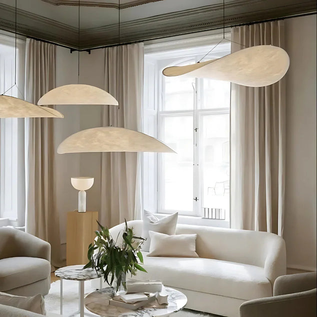 60cm Japandi-hanglamp – 1st - Natuurlijk zijde, boho-design voor de woonkamer, eetkamer of slaapkamer