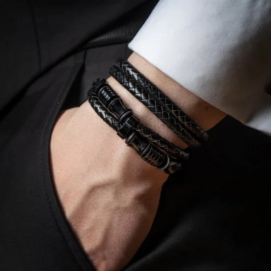 Merkarmband Heren [Spirit] - Zwart 23cm - Cadeau-Idee Vriend