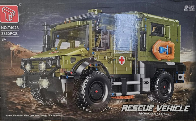 T4023 Unimog reddingsvoertuig Ambulance Bundeswehr Grote set bestaande uit klemblokken, 3850 delen