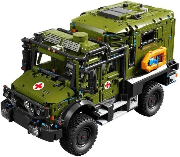 T4023 Unimog reddingsvoertuig Ambulance Bundeswehr Grote set bestaande uit klemblokken, 3850 delen