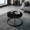 Salontafel Set van 2 - Marmer Look - Ø80 / Ø 80 / Ø 45 cm Black - Bijzettafel - Tafel Rond - Marmerlook MDF
