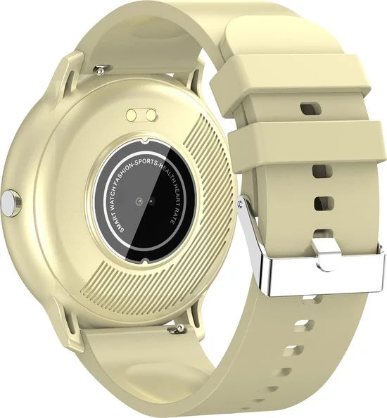 Fit 5 - Smartwatch dames - Smartwatch Heren - Stappenteller - Full Screen - Fitness Tracker - Activity Tracker - Smartwatch Android & IOS - crème