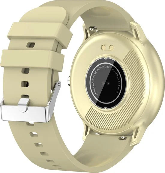Fit 5 - Smartwatch dames - Smartwatch Heren - Stappenteller - Full Screen - Fitness Tracker - Activity Tracker - Smartwatch Android & IOS - crème
