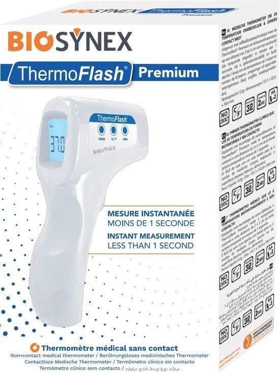 Thermoflash Premium - Infrarood Voorhoofdthermometer - Contactloze Medische Thermometer - Snelle Meting in 1 Seconde - Voor Mensen en Oppervlakken